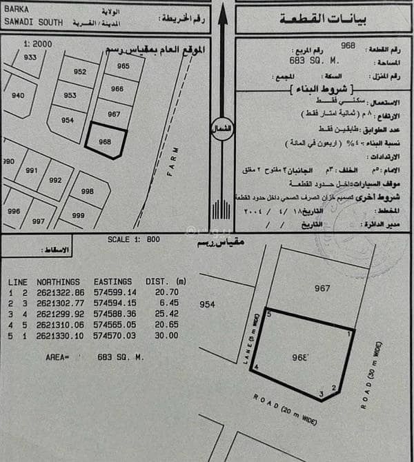 أرض سكنية للبيع في بركاء، الباطنة