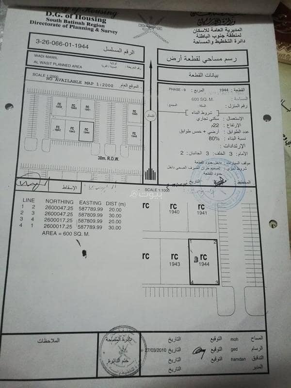 أرض سكنية للبيع في وادي المعاول، الباطنة