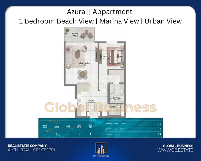 1 Bedroom Apartment For Sale The Wave (Almouj), Muscat 1 Bedroom Apartment For Sale The Wave (Almouj), Muscat