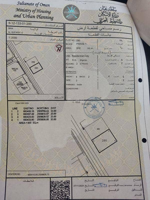 أرض سكنية للبيع في إبراء، الشرقية