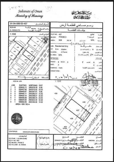 ارض سكنية  للبيع في الأنصب، مسقط - أرض سكنية للبيع في النساب، مسقط