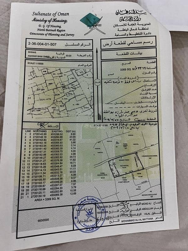 أرض سكنية للبيع في شناص، الباطنة