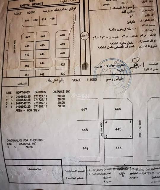 أرض سكنية للبيع في صور، الشرقية
