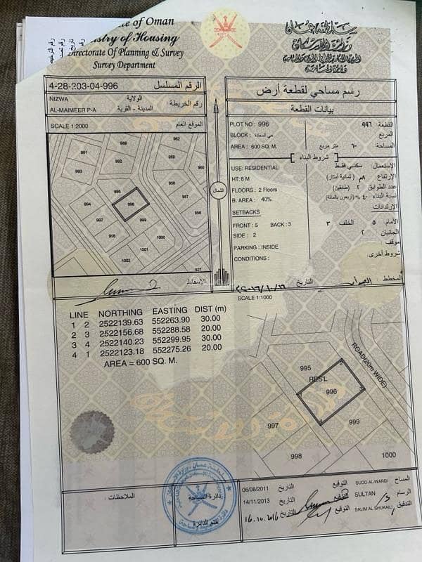 أرض سكنية للبيع في نزو، الداخلية