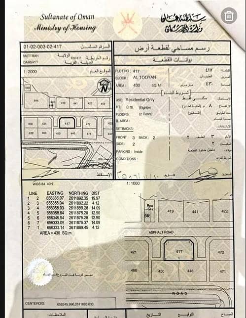 أرض سكنية للبيع في مطرح، مسقط