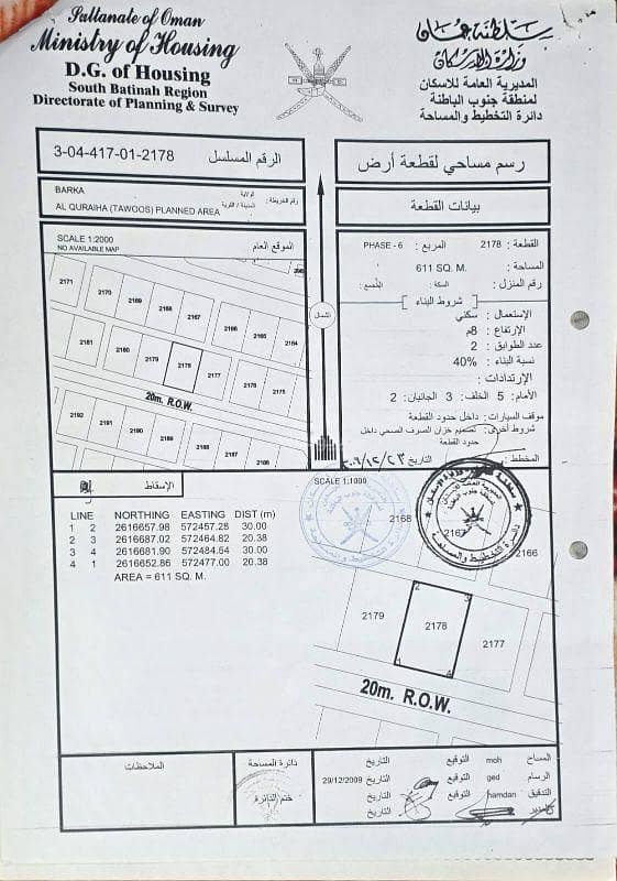 أرض سكنية للبيع في بركاء، الباطنة