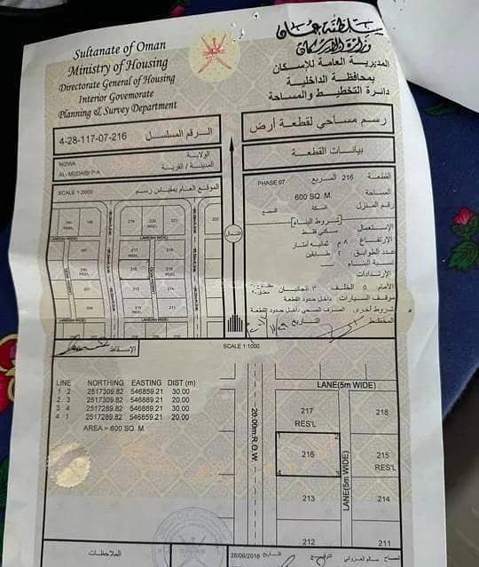 Residential Land For Sale in Nizwa, Al Dakhiliya