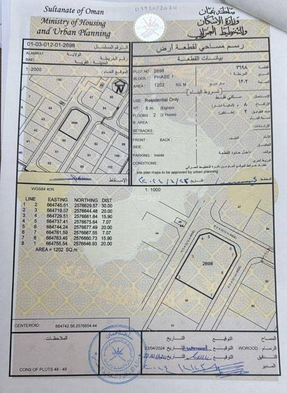 أرض سكنية للبيع في العمارات، مسقط أرض سكنية للبيع في العمارات، مسقط