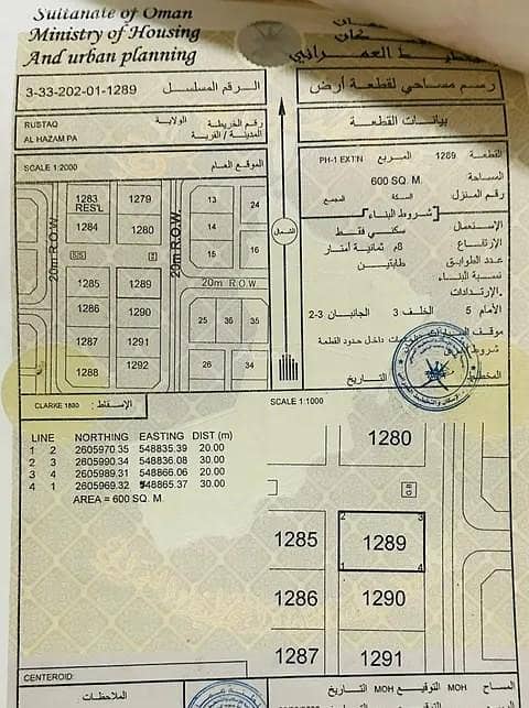 أرض سكنية للبيع في الرستاق، الباطنة