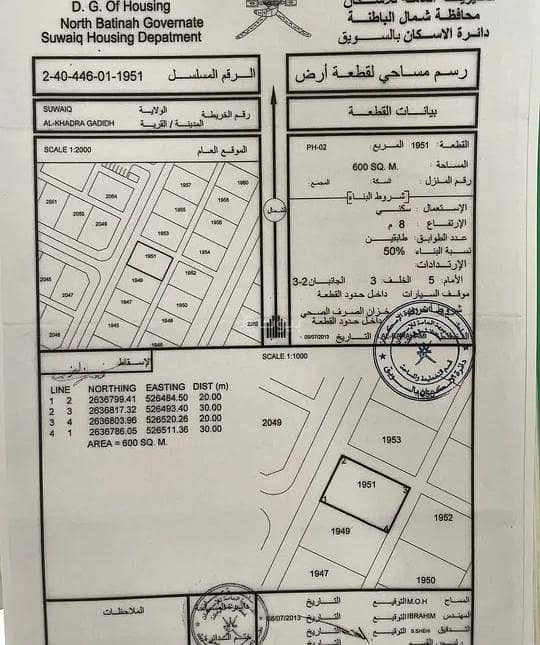أرض سكنية للبيع في السويق، الباطنة