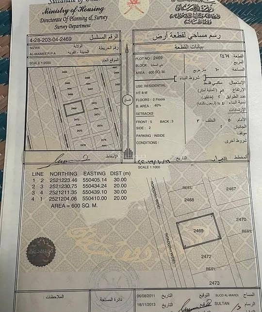 أرض سكنية للبيع في نزوى، الداخلية