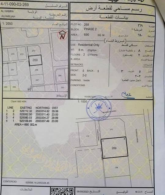 أرض سكنية للبيع في الحمراء، الداخلية أرض سكنية للبيع في الحمراء، الداخلية
