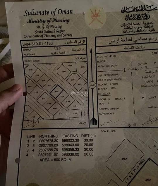 أرض سكنية للبيع في بركة، الباطنة أرض سكنية للبيع في بركة، الباطنة