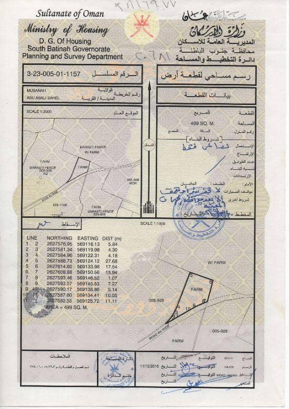 أرض سكنية للبيع في المسنى، الباطنة