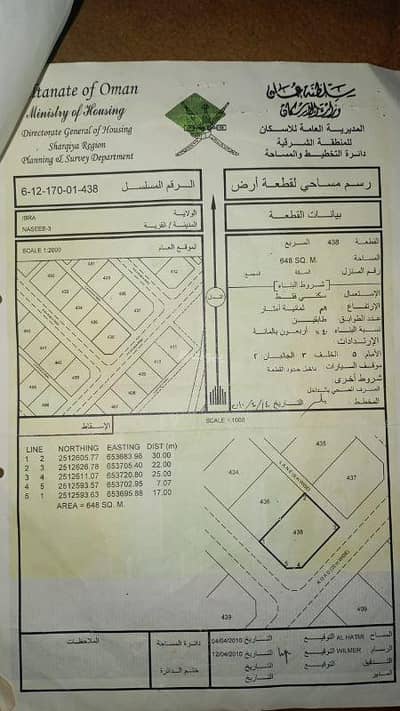 ارض سكنية  للبيع في إبراء، الشرقية - أرض سكنية للبيع في إبراء، الشرقية