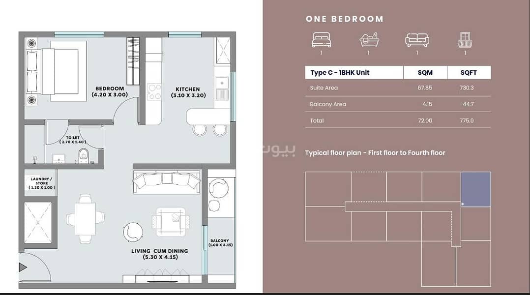 شقة من غرفة نوم واحدة للبيع في مدينة السلطان هيثم، مسقط شقة من غرفة نوم واحدة للبيع في مدينة السلطان هيثم، مسقط