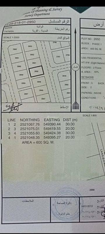 ارض سكنية  للبيع في نزوى، الداخلية - أرض سكنية للبيع في نـزوى، الداخلية