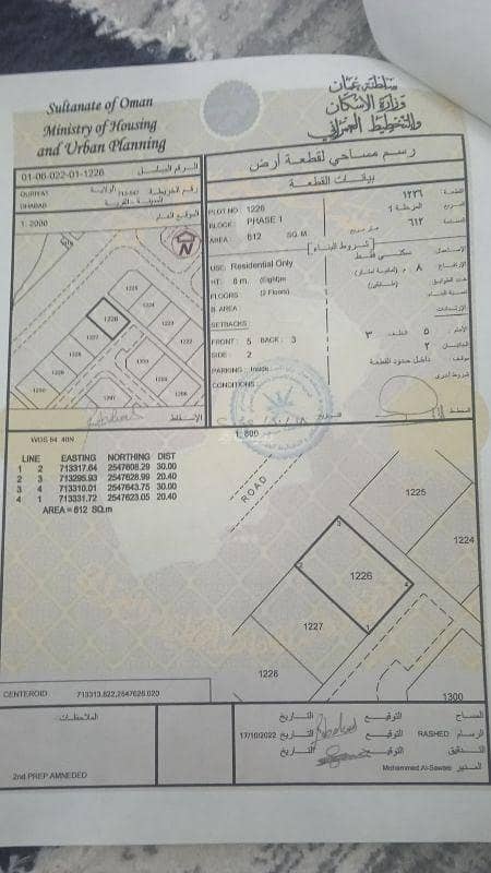 أرض سكنية للبيع في قريات، مسقط أرض سكنية للبيع في قريات، مسقط