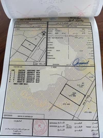 Residential Land for Sale in Suwaiq, Al Batinah - Residential Land For Sale in Suwaiq, Al Batinah