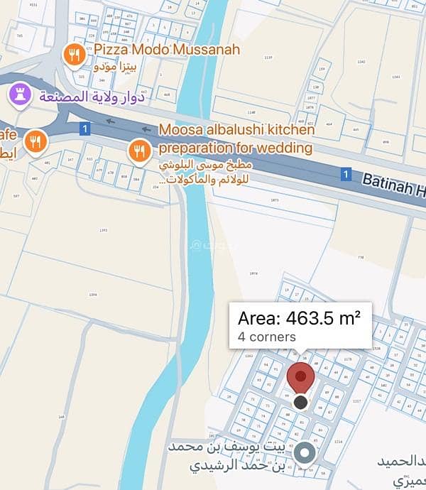 أرض سكنية للبيع في المصنعة، الباطنة